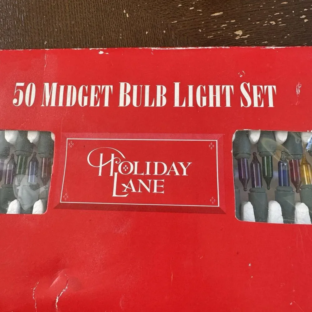 Vintage Christmas Lights 1995 Holiday Lane 50 Midget Bulb Set Unused Tested